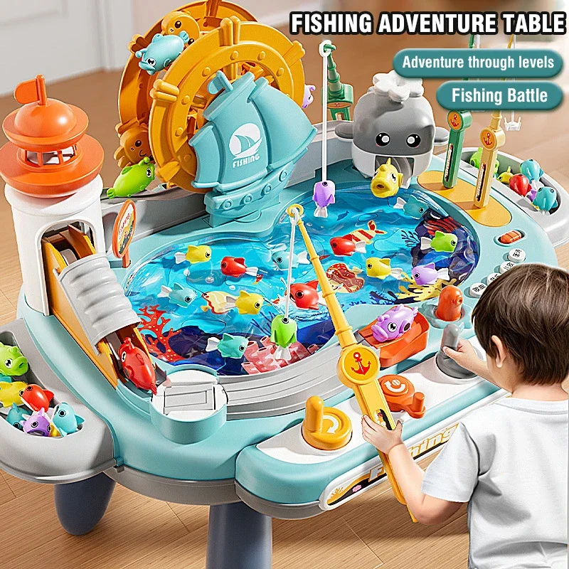 Magnetic Fishing Music Electric Looping Fish Battle Board Platform Game Educational Interactive Toy Playing House Children Toys