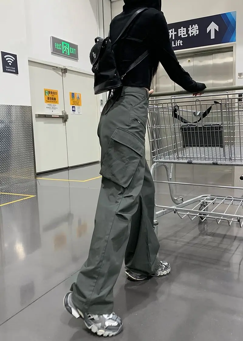 00s Y2K ギミックカーゴパンツ グレー 着画あり VINTAGE - テック ギミック カーゴパンツ セパレート 2way