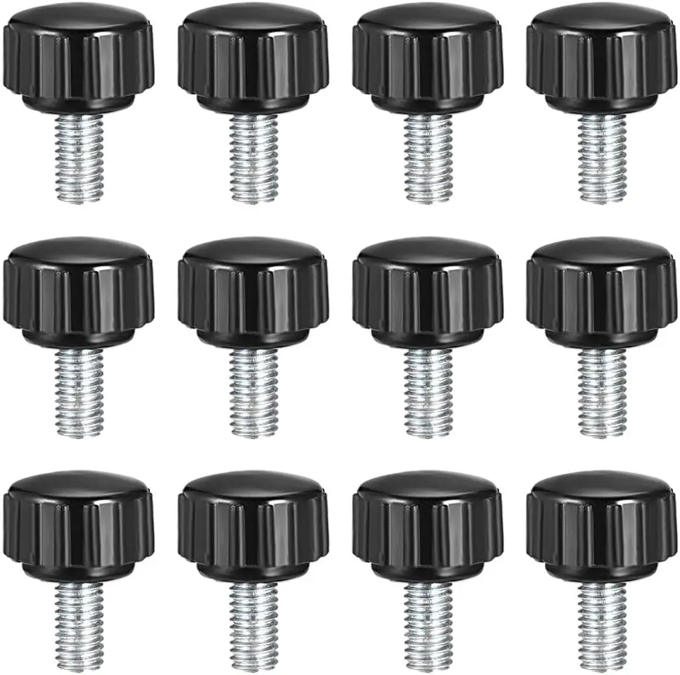 

M5 x 10mm Metric Male Thread Knurled Clamping Knobs Grip Thumb Screw on Type Hand Clamping Handle Bolt with Plastic Knobs Black