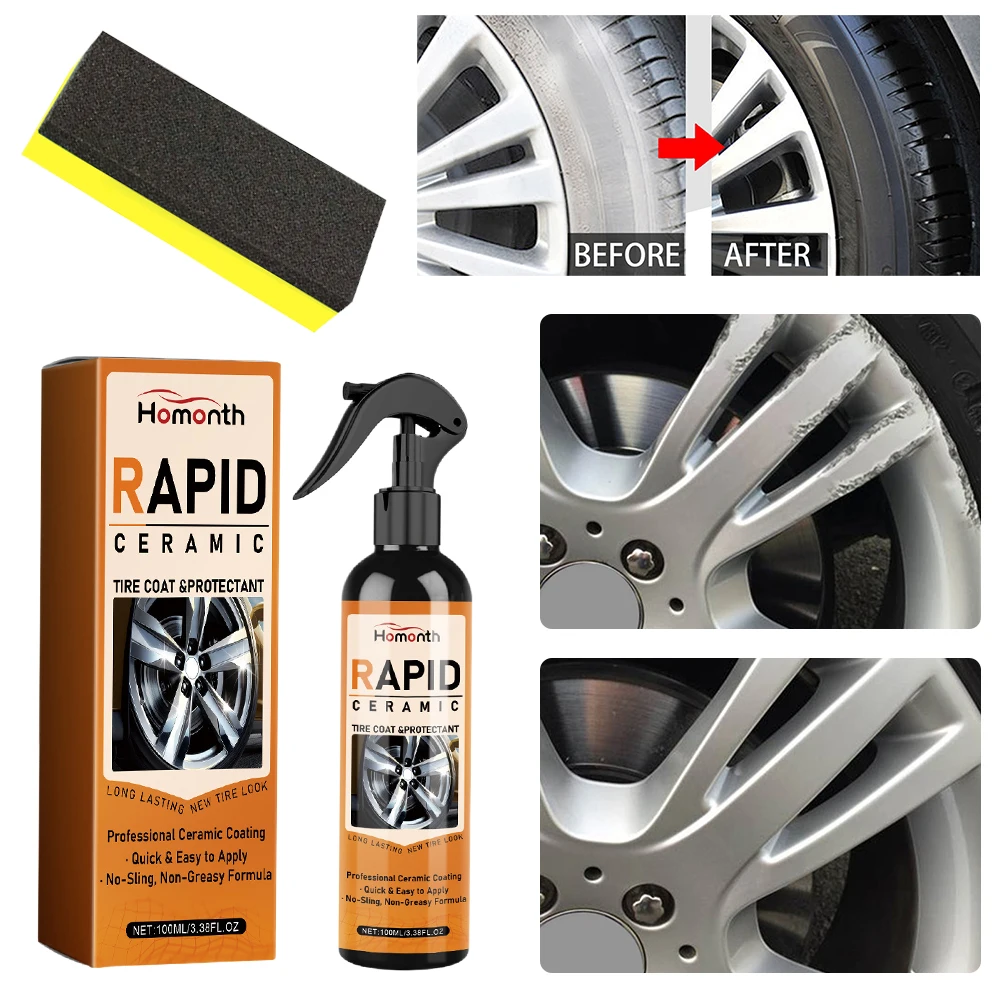 Tire Refurbishing Agent Dustproof Tyre Gloss Spray Car Wheel Rust Dust Remover Auto Cleaning Tool 1/2/3PCS 100ml