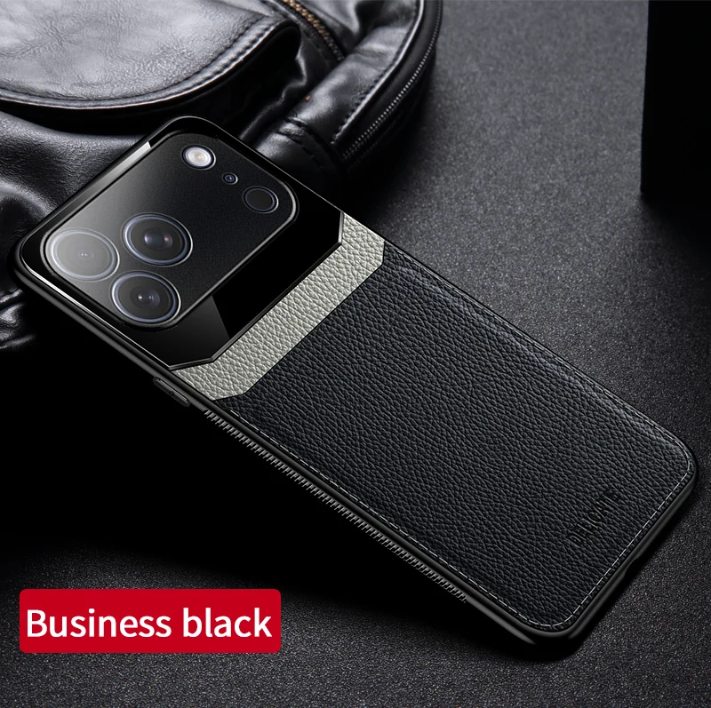 Luxury Original Leather Shockproof Phone Case with Camera Protection