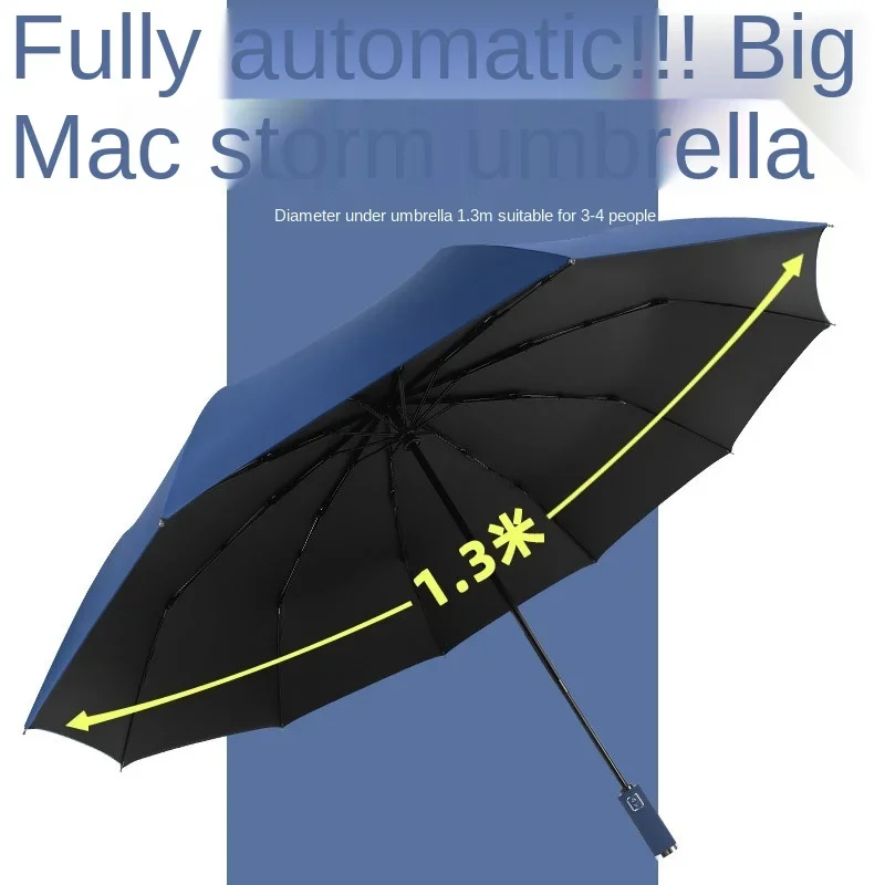 Foldable Strong Windproof Travel Umbrella 130cm 3 Fold Rain Storm Umbrella Men