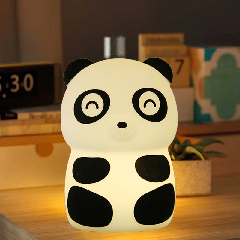 

Panda LED Night Light USB Rechargeable Silicone Night Lamp Colorful Pat Light Bedroom Decoration Lamp Night Companion kids gift