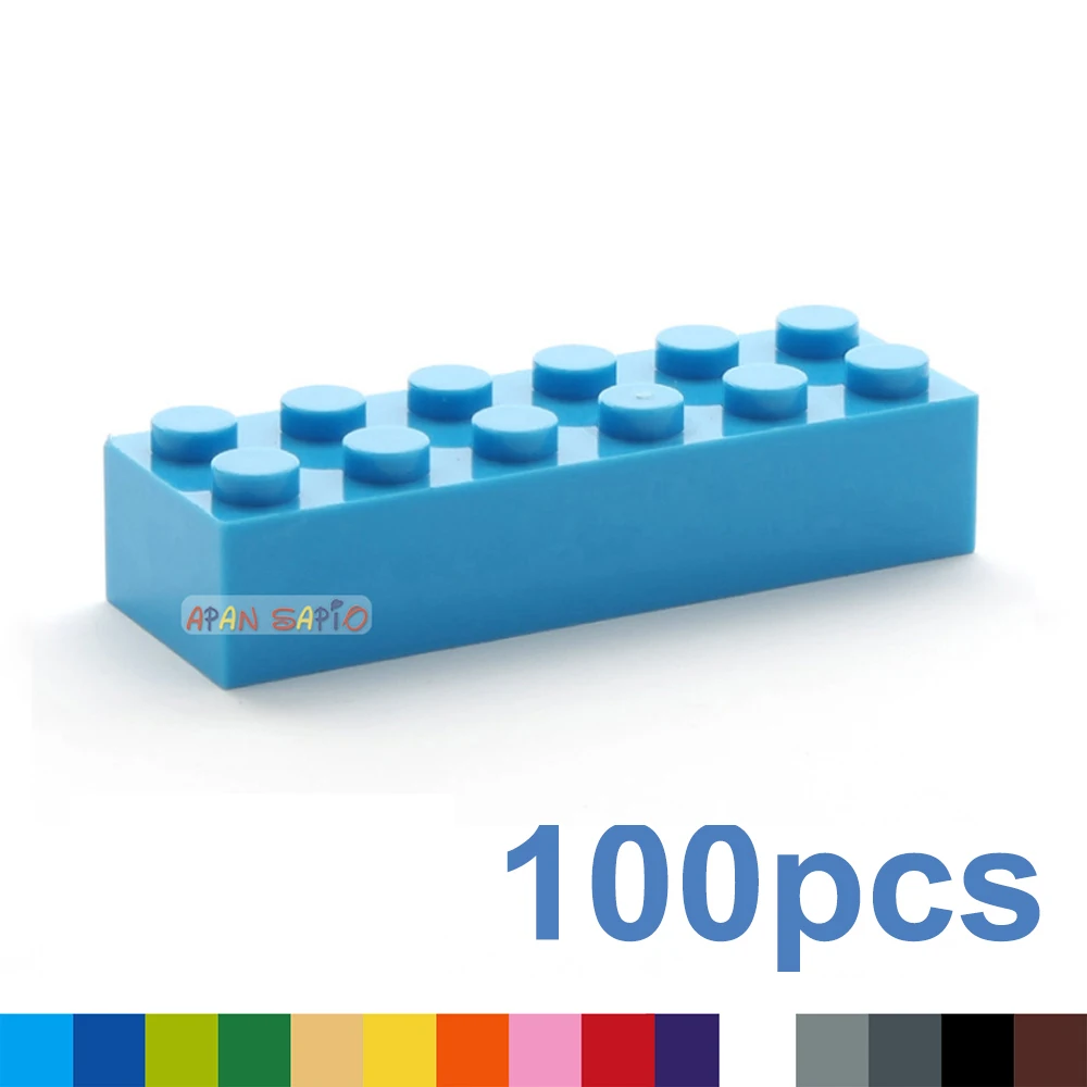 100 stücke 2x6 Dot DIY Bausteine Dicke Zahlen Bricks Pädagogisches Kreative Größe Kompatibel Mit 2456 Kunststoff Spielzeug für Kinder