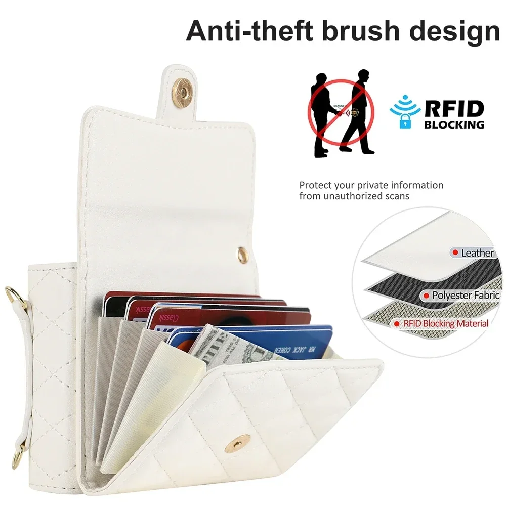 Luxurious Crossbody Leather Wallet Case with Lanyard and Card Holder