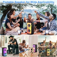 T10-T Wireless Bluetooth Speaker, Karaoke Machine with 2 Microphone, Home Karaoke Party Speaker with Led Light, Stage Subwoofers - Image 6