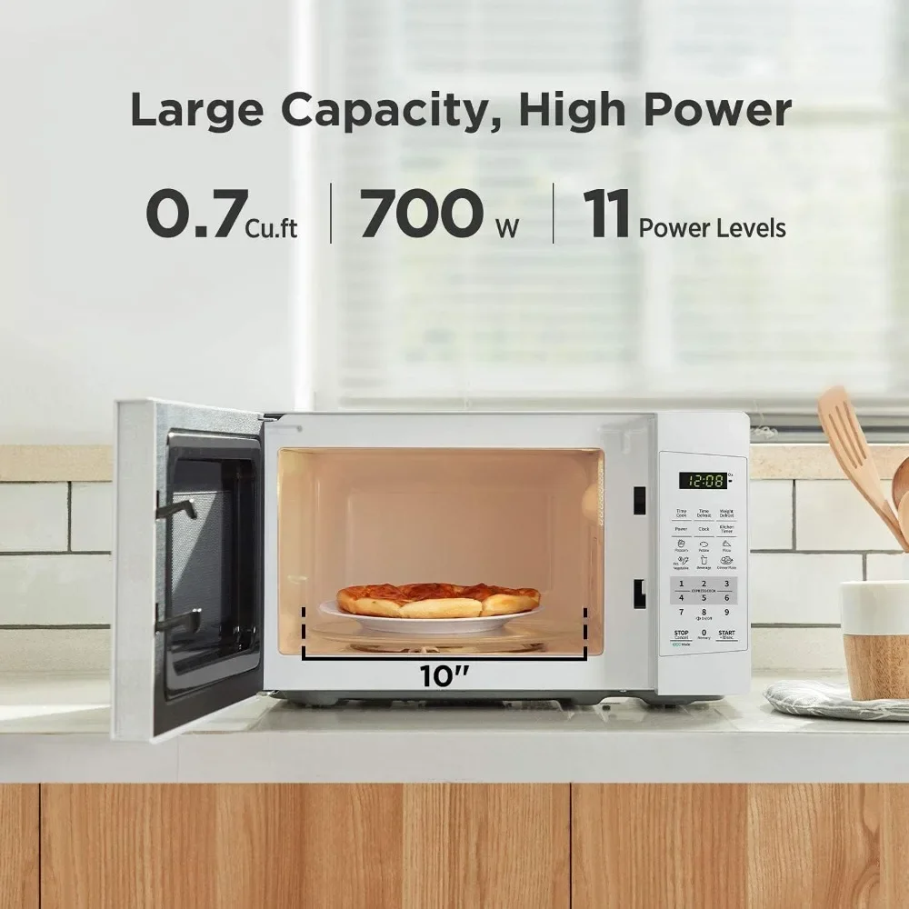 COMFEE' EM720CPL-PM Countertop Microwave Oven with Sound On/Off, ECO Mode and Easy One-Touch Buttons, 0.7 Cu Ft/700W Pearl White 3