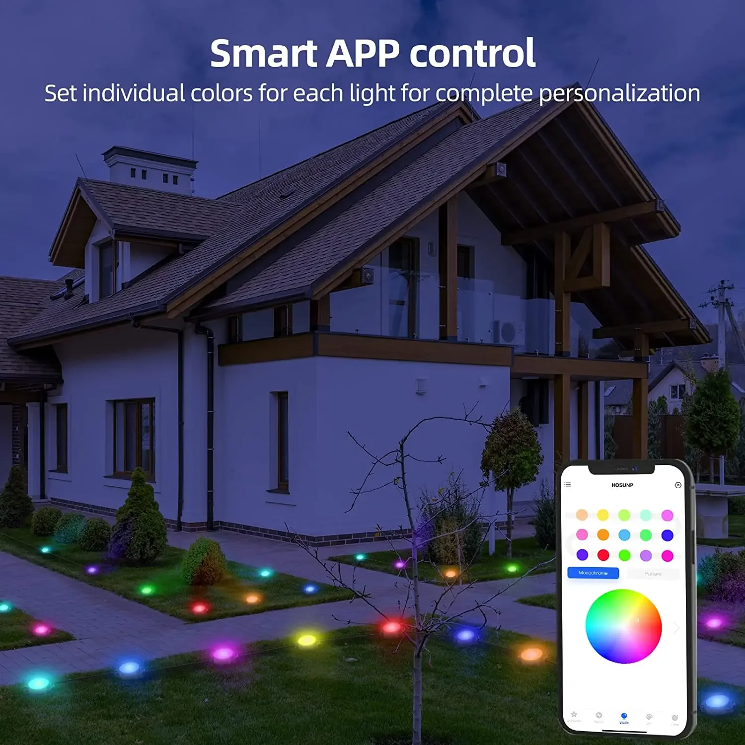 15m Smart Ground String Lights 24V RGB 15leds Waterproof APP Outdoor Deck Spotlight Buried Lawn Lamps Garden Decoration