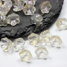  20pcs/Lot 12mm Colorful Flower Lampwork Bead Trumpet  Shape Glass Beads For Jewelry Making Hairpin Handmade DIY Accessorie 