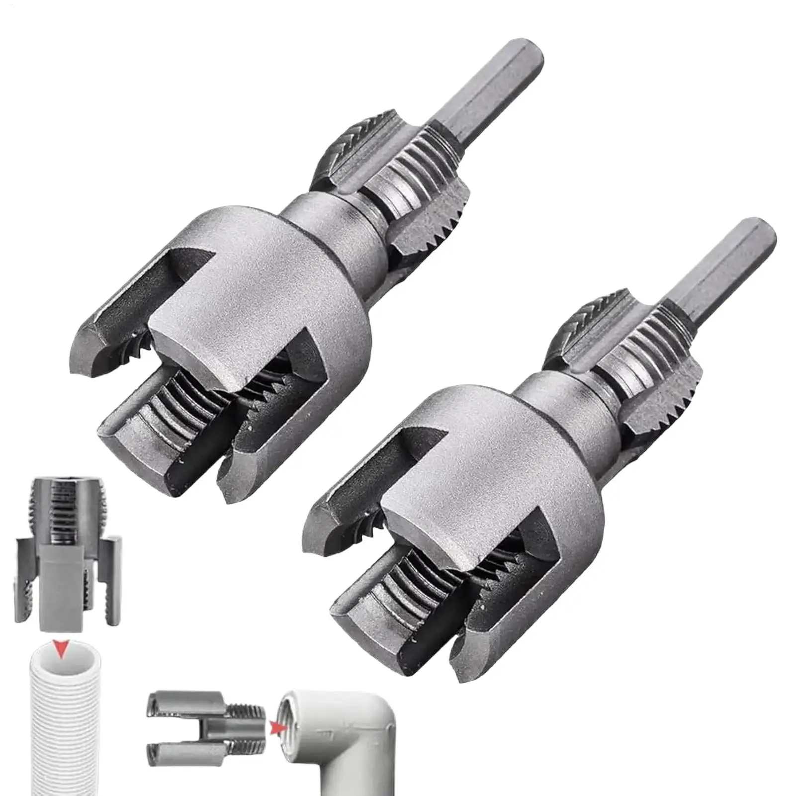 2pcs/set Pipe Threading Tool Internal External Threads 1/2&3/4 Water Pipes PVC Internal and external pipe thread tools