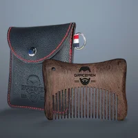 Gracemen Mini Pocket Beard Comb with Leather Case Handmade Premium Natural Dark Sandalwood Comb For Hair Beard Mustache 1