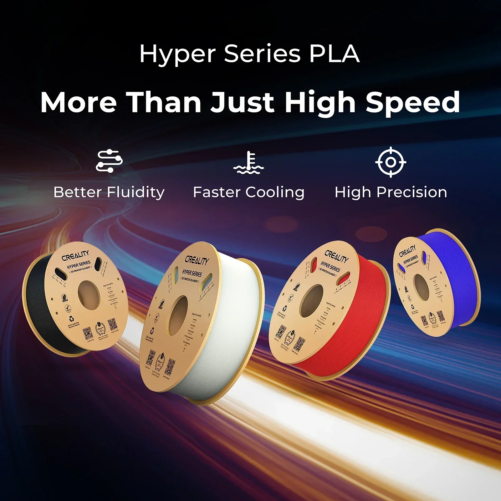 

Creality Hyper PLA Filament 1.75mm High Fluidity High Speed 3D Printing Material Stable Extrusion Spool Dimensional 1KG