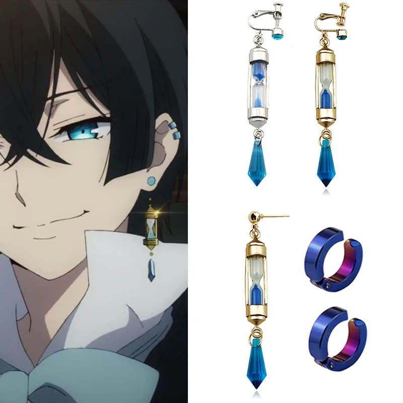 Compre Anime o caso estudo de vanitas brinco sem karte cosplay adereços  cubóide ampulheta clipe de orelha unissex acessórios de jóias