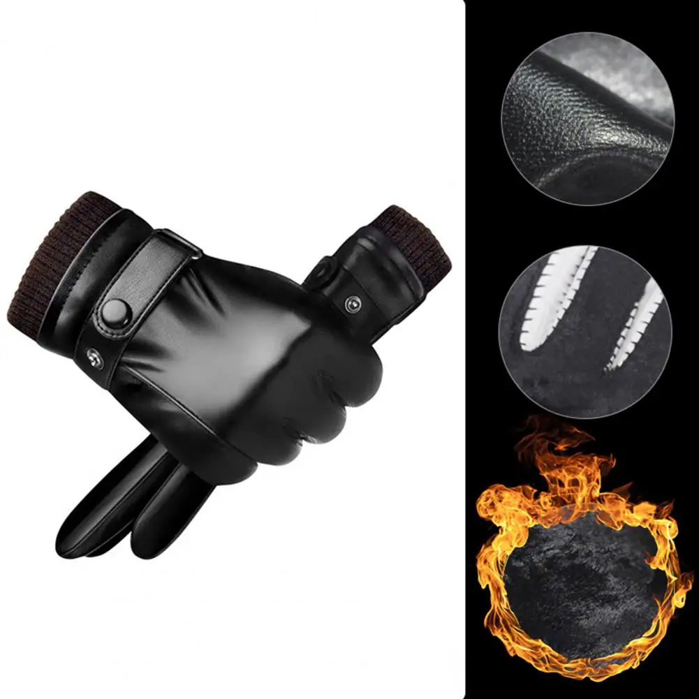 

Driving Gloves 1 Pair Stylish Full Finger Thickened Men Touch Screen Non-slip Motorcycle Gloves for Cold Weather