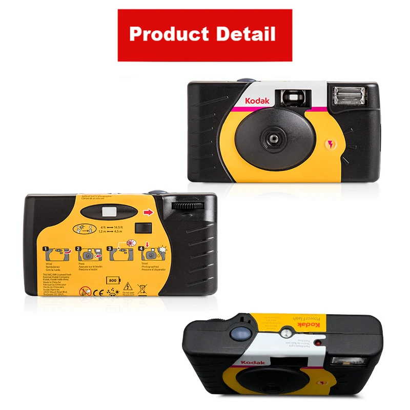 Kodak-使い捨てフィルムカメラ,HD,電源,フラッシュ,IS800,27度