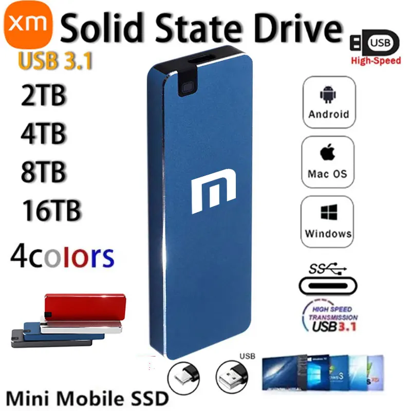 Ssd Esterno Portatile 1Tb Usb Tipo C Usb 3.1 500Gb 2Tb 4Tb 8Tb Unità A Stato Solido Dischi Rigidi Mobili Ssd Per Xiaomi Per Laptop Pc