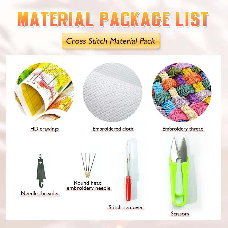 Photo Cross Stitch Embroidery Kits 11CT/14CT Cotton/silk Thread Painting DIY Needlework DMC Set Counted Printed on Canva embroidery thread cross stitch kit embroidery fabric embroidery stabilizer