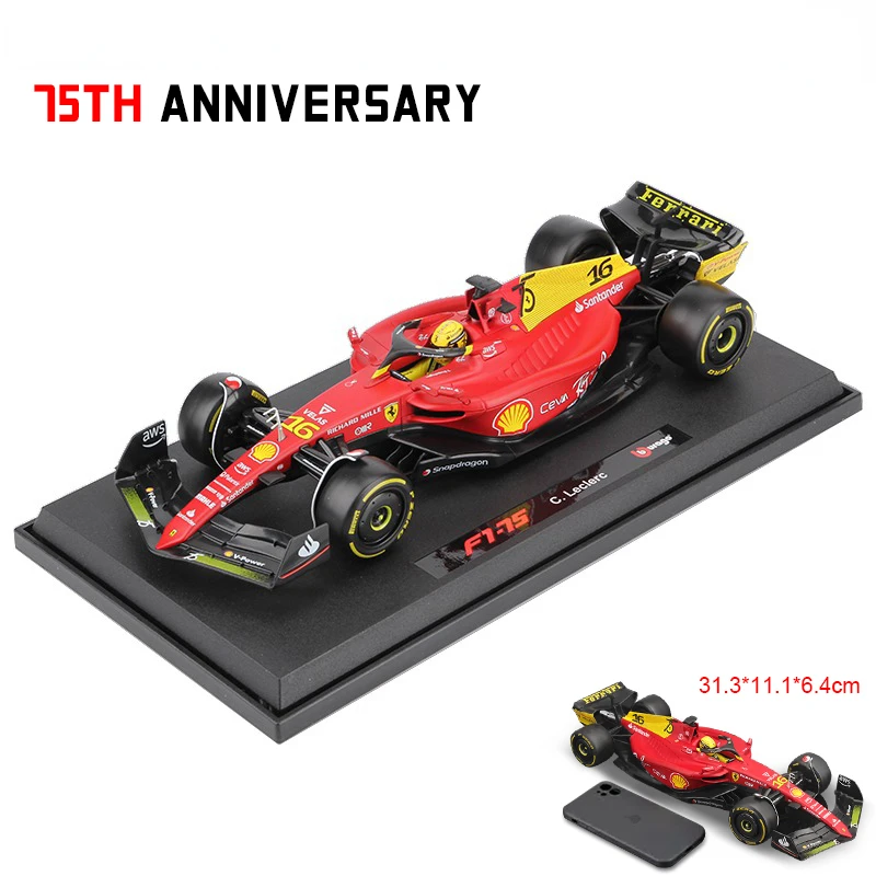 

Bburago 1:18 2022 Ferrari F1-75 75th Anniversary #16 Leclerc #55 Sainz Monza Italian GP Formula Diecast Car Collectiion Toys