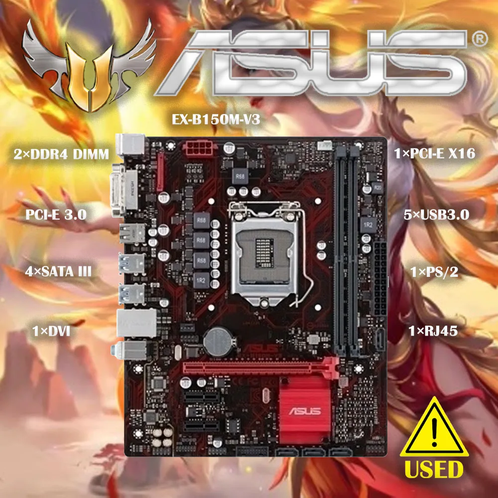 

Оригинальная новая настольная Материнская плата Asus EX-B150M-V3 B150 Socket LGA 1151 i7 i5 i3 DDR4 32G SATA3 Micro-ATX