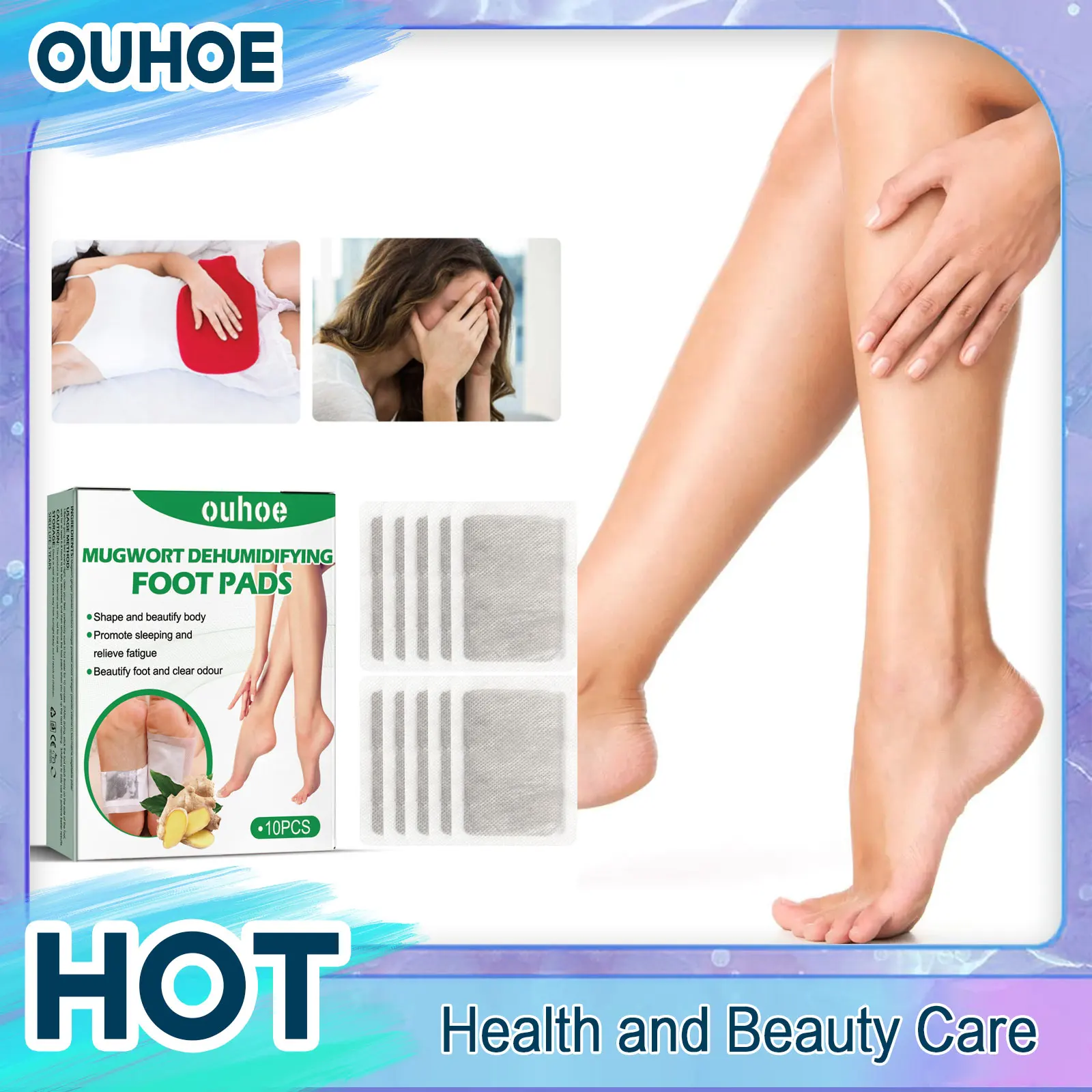 

Cleaning Detox Foot Patch Wormwood Ginger Relieve Stress Improve Sleeping Remove Fat Cellulite Weight Loss Dampness Feet Pads