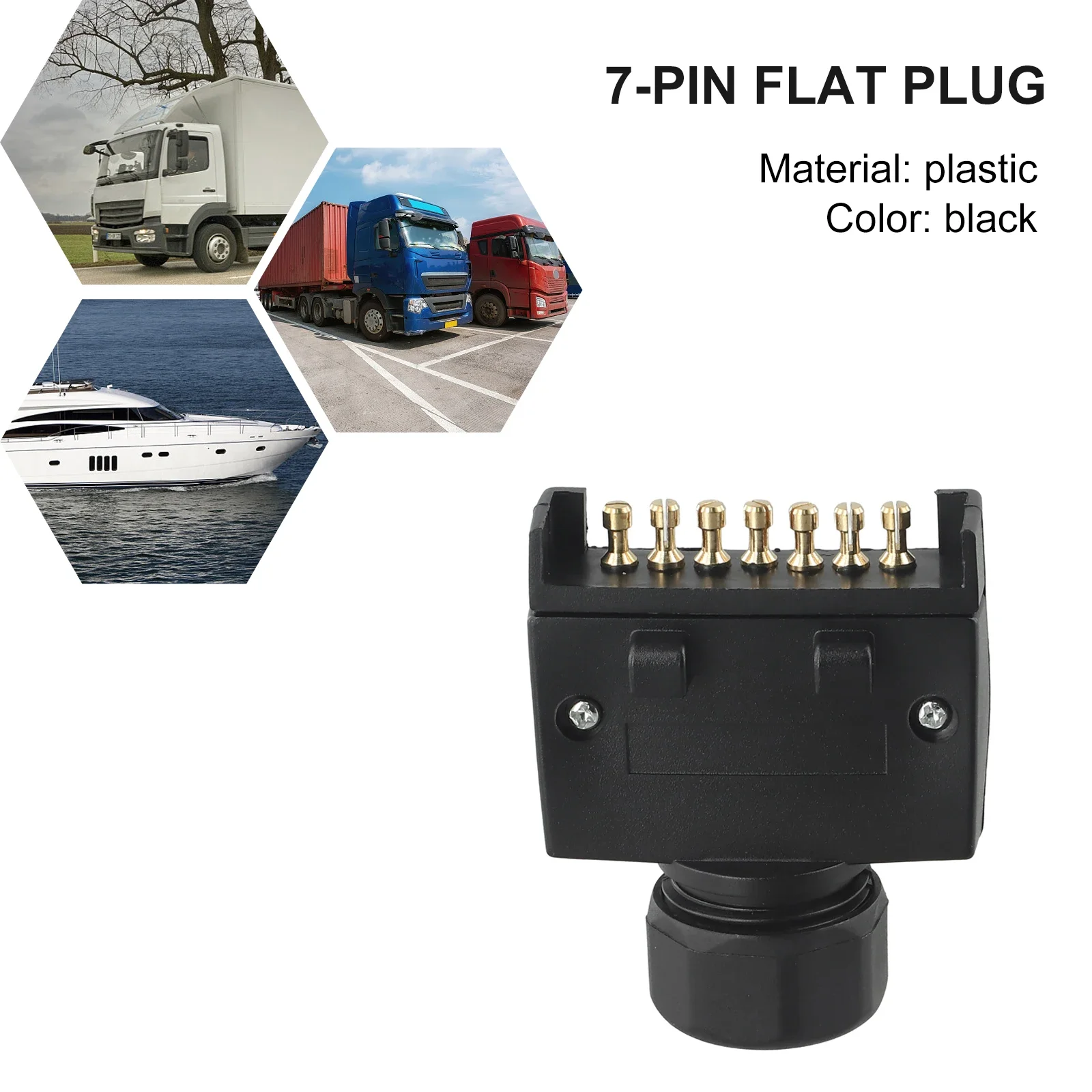 7 Pin AU Flat Plug Male Connector For Caravan Trailer Adapter Boat Quick Fit Male 7 Pins Connector Vehicle Parts & Accessories