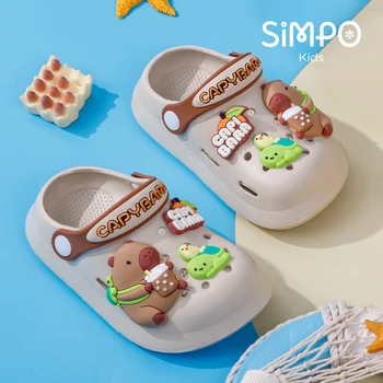 Kids Garden Clogs Shoes Boys & Girls Beach Sandal Kids Lightweight Breathable Cute Capybara Slip On Baby Slippers