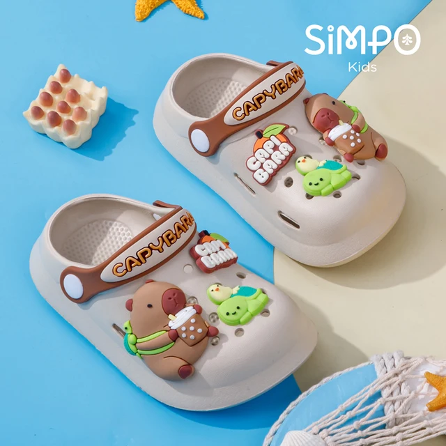 Kids Garden Clogs Shoes Boys & Girls Beach Sandal Kids Lightweight Breathable Cute Capybara Slip On Baby Slippers