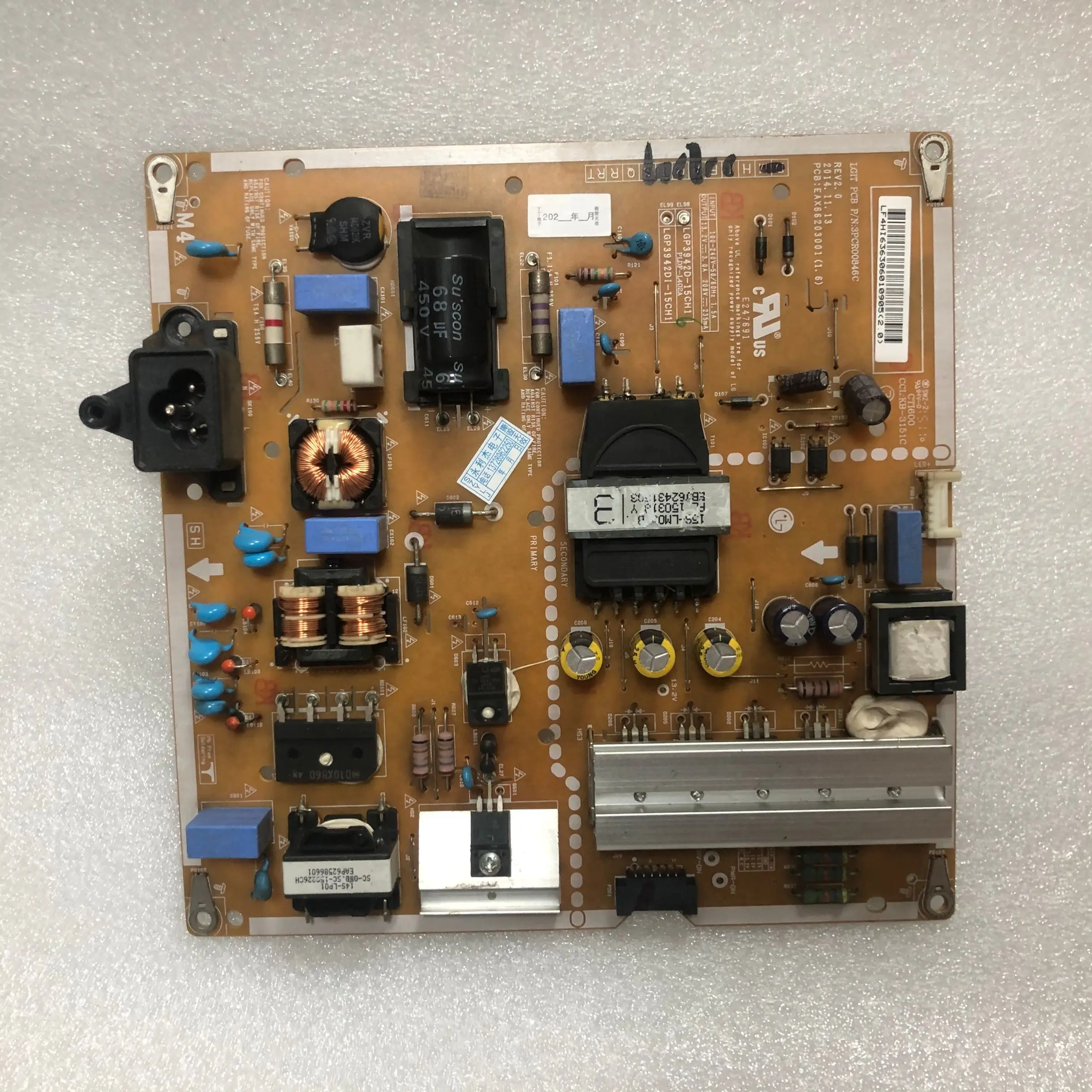 

Б/у и оригинал для LG 42LF5600-CB плата питания LGP3942D-15CH1 EAX66203001 хорошая работа