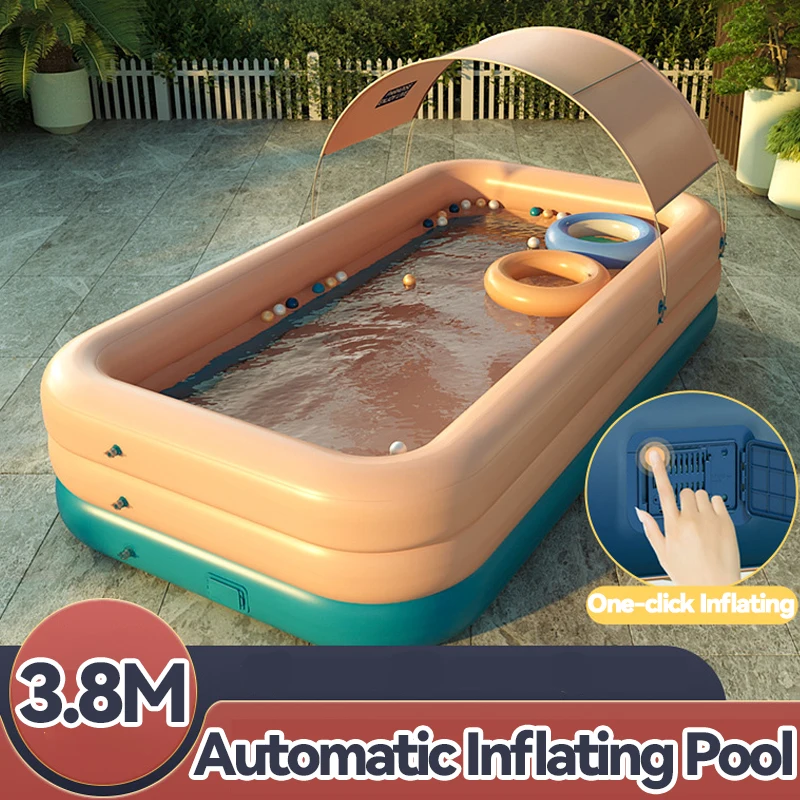 

3.8M Inflatable Pool Automatic Inflating Swimming Pool Removable Children's Pools Pvc Thick Kid Bath Large Pools for Family