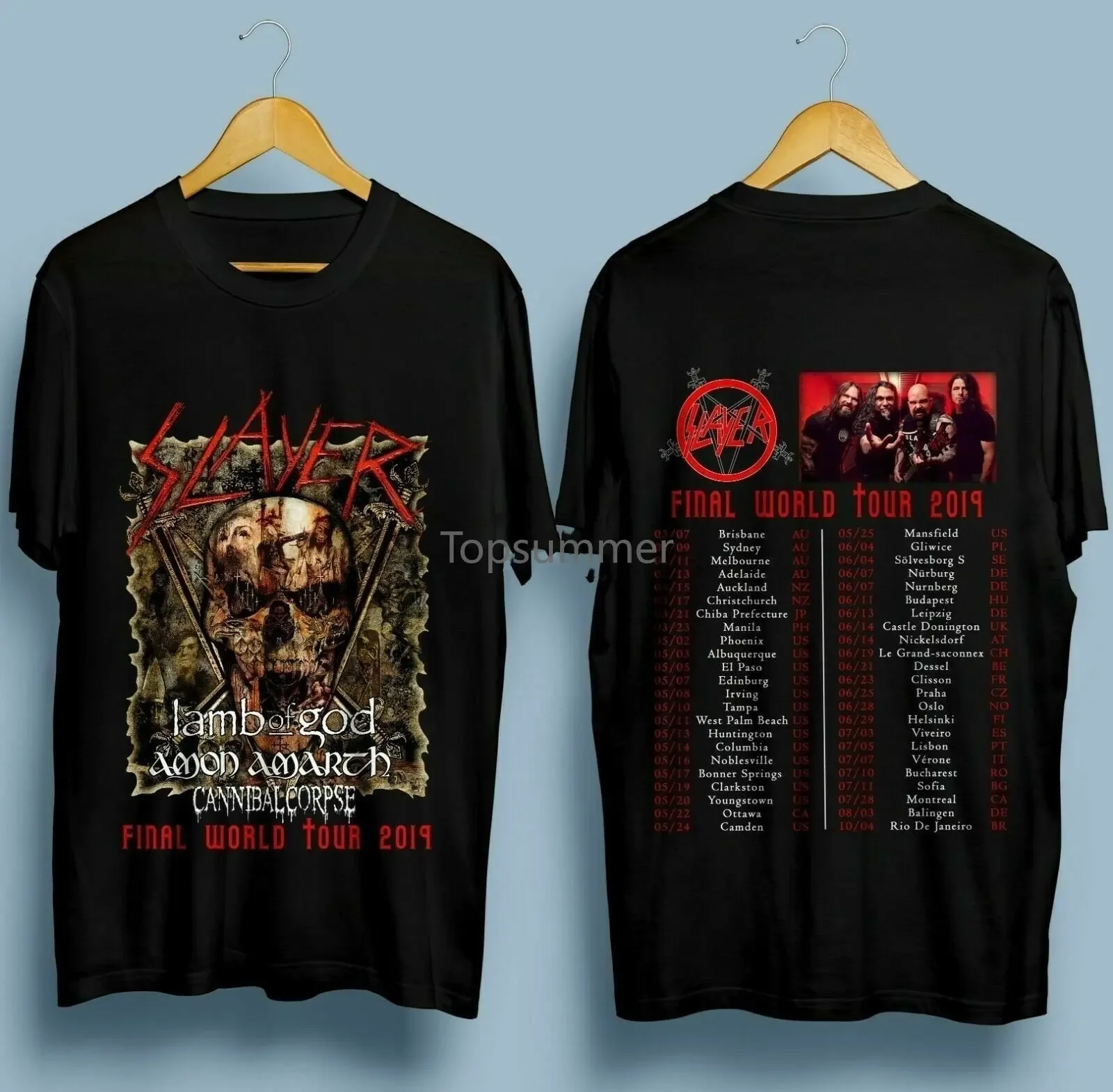 The Final Tour Slayer T-Shirt Concert Uomo Donna Black Tee Top