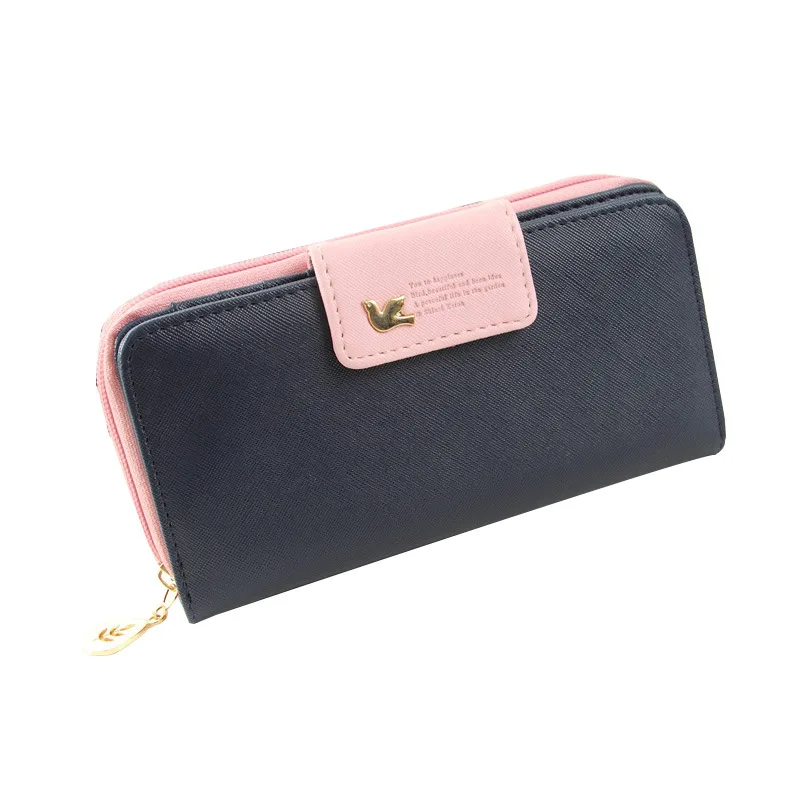 Fashion Two-Fold PU Leather Women's Long Wallet Zipper Hasp Coin Purse Female Clutch Phone Money Bag ID Credit Card Holder