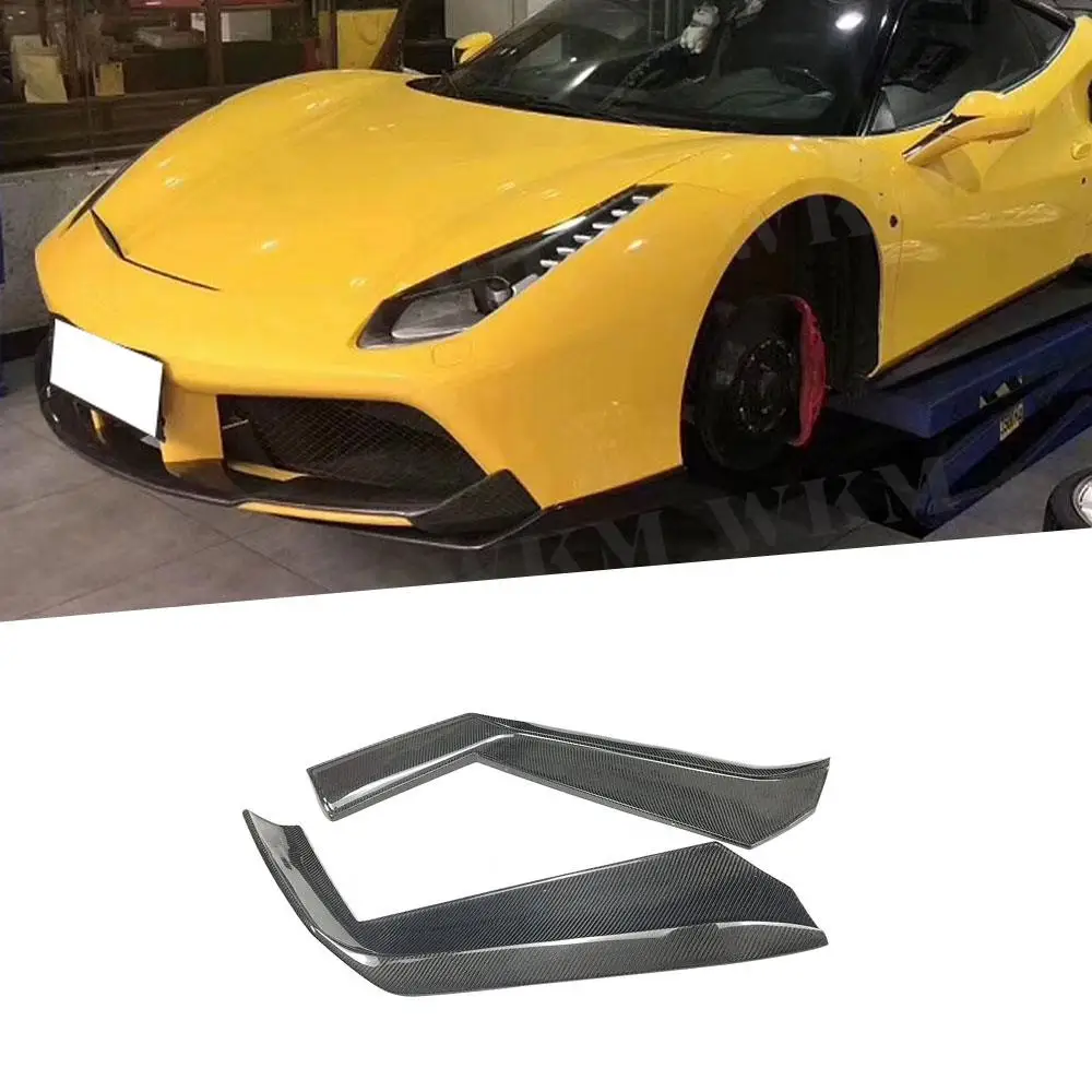 

Dry Carbon Fiber Front Lip Splitters Aprons For Ferrari 488 GTB 2015-2018 Head Bumper Side Flap Cupwings Spoiler FRP