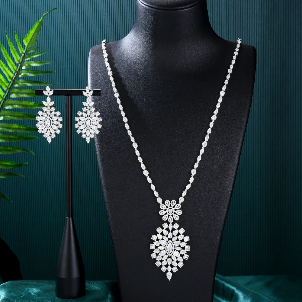 

GODKI Trend UAE 2pcs Bridal Long Necklace Sets For Women Wedding Party Dubai Nigeria CZ Crystal Wedding Jewelry Set Gift