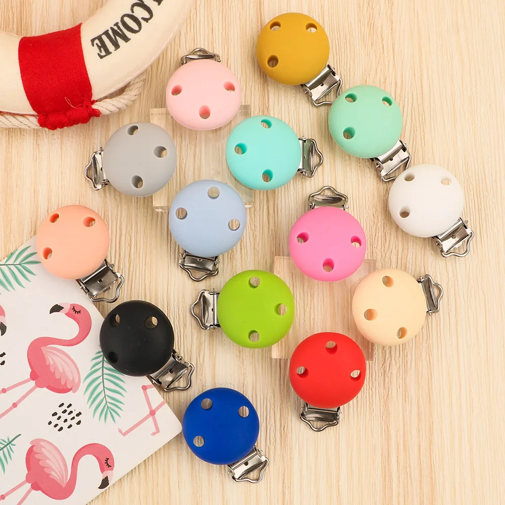 Kovict 5 Stück 30 mm/35 mm Silikon-Clips, runde Form, Schnuller-Clips, DIY-Schnullerkette für Schmuckherstellung, Bulk-Bastelarbeiten – Detail 9