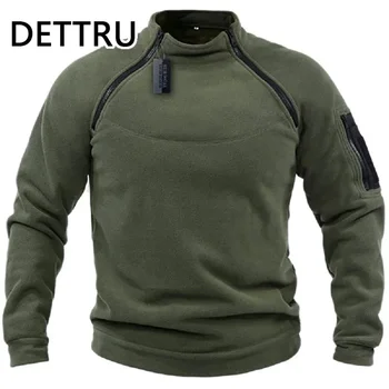 Outdoor Men's TacticalFleece Jacket Clothes Warm Zippers Pullover Men Windproof Coat Thermal Hiking Sweatshirt 1