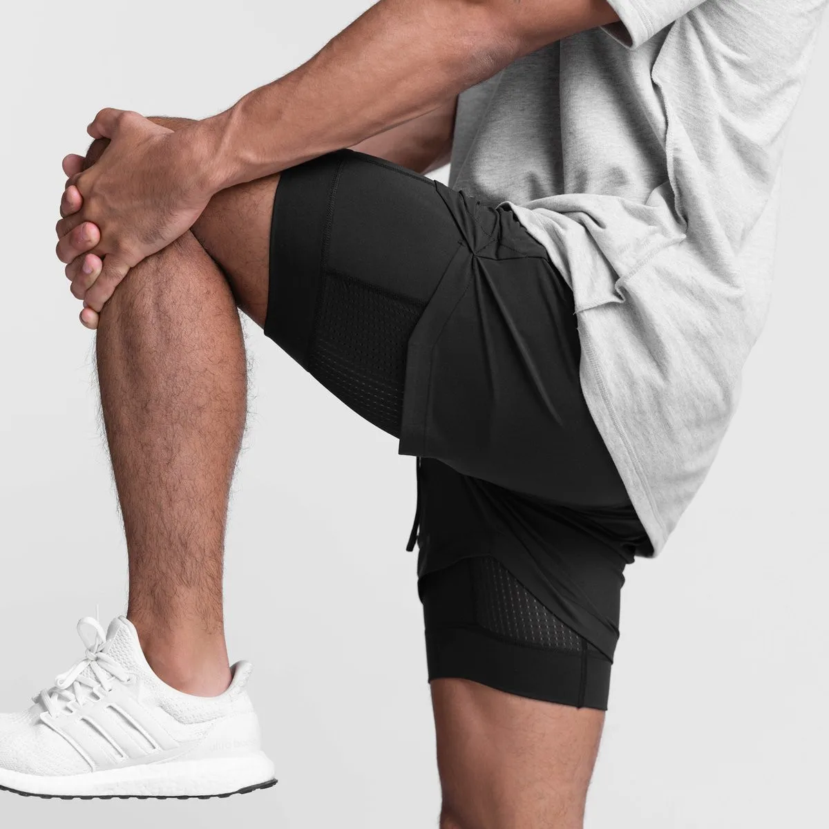 Men's Running Shorts Quick-drying Fitness Black Double Layer Shorts Men New Sport Workout Training Bodybuilding Short Pants 3