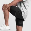 Men's Running Shorts Quick-drying Fitness Black Double Layer Shorts Men New Sport Workout Training Bodybuilding Short Pants 3