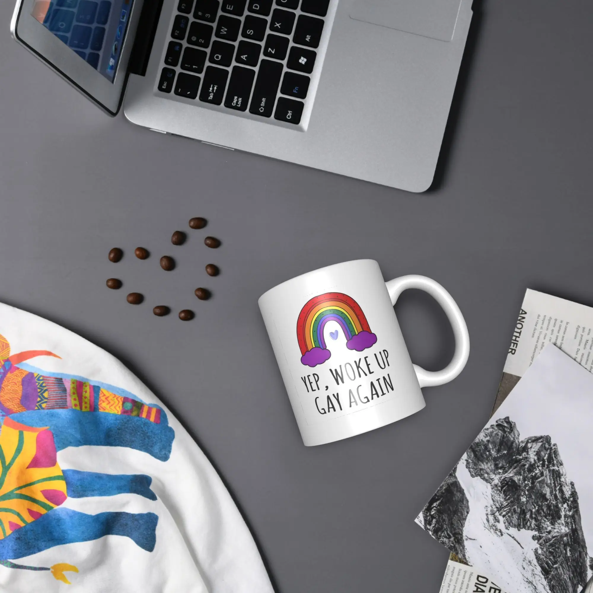Tazza gay con cambio di calore, 350 ml Rainbow Heat Reveal, tazza da caffè in ceramica con scritta divertente – Divertente tazza maleducata