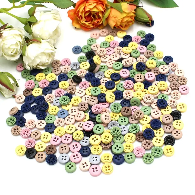 100 개/갑 9mm 여러 가지 빛깔의 라운드 나무 단추 4 구멍 단추 공예품에 대 한 Scrapbooking 바느질 botoes