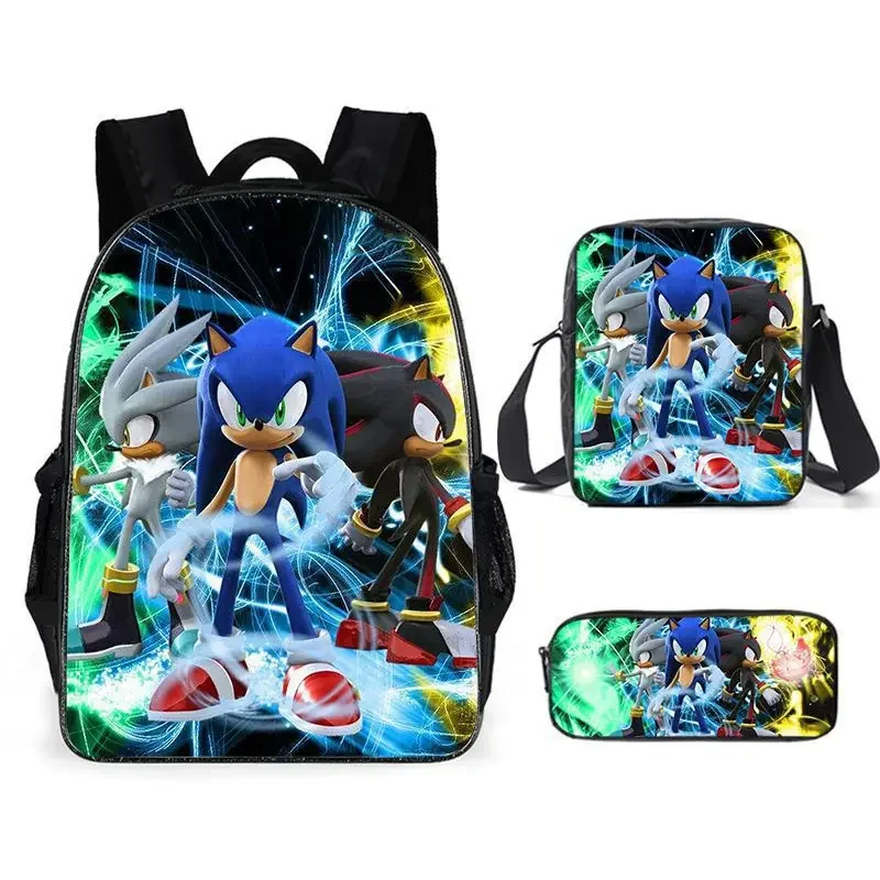 

Sonic Backpack Primary and Middle School Students Schoolbag Boys Girls Anime Cartoon School Bag Mochila Birthday Children's Gift
