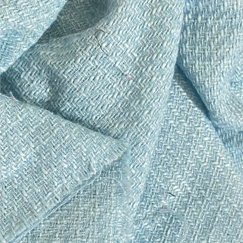 

light blue tweed fabric Wide 100cm x 150cm Blended Woven Vintage Coarse Tweed Diy Coat Suit