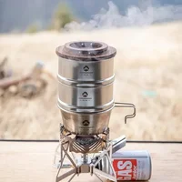 CAMPINGMOON S362 Outdoor Camping Picnic Steamer Picnic Portable Bowl and Pot Partition Steam Drawer Titanium Pot Campsite 1