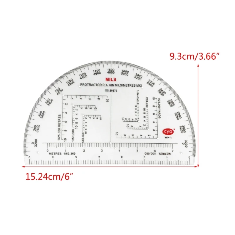 Semicircle Military Coordinate Scale Protractor Map Coordinate Romer Grids Reference Tool
