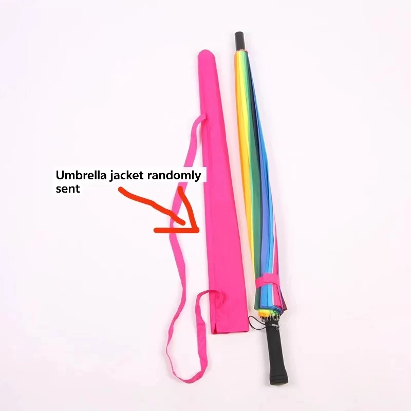 Folding Umbrella Fashionable 24K Rainbow Big Umbrella Windproof Men's Leather Long Samurai Umbrella Women's