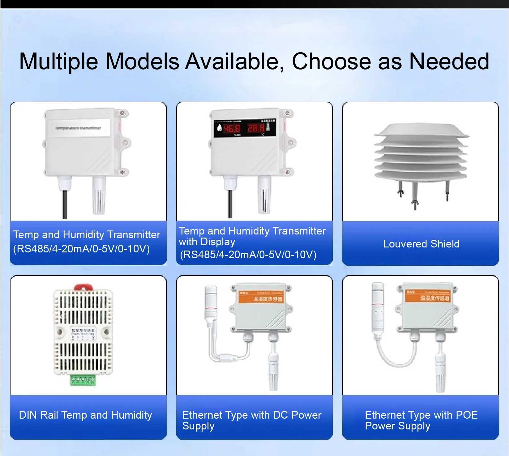 Wall-mounted RS485 Temperature and Humidity Transmitter High Precision Sensor Analog Output External Probe
