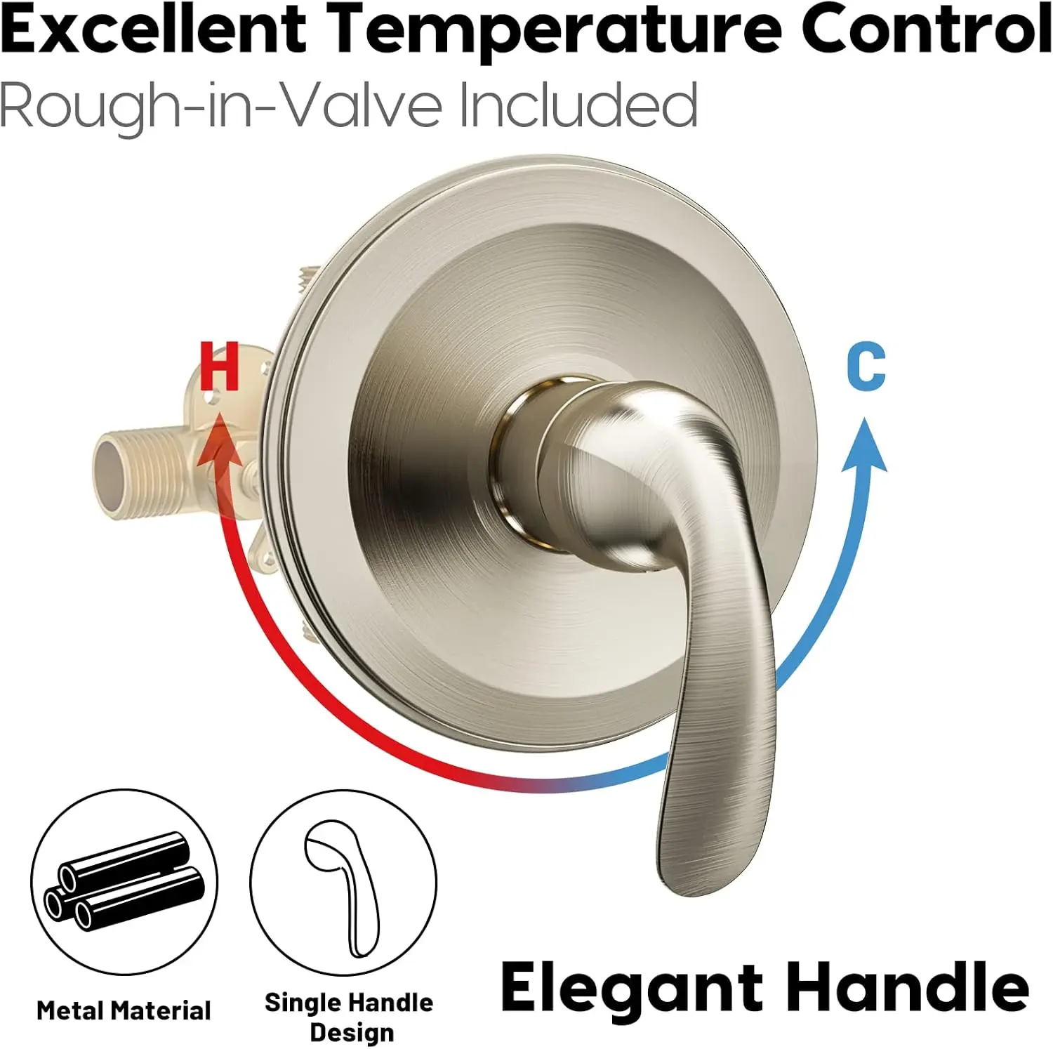 Brushed Nickel Shower Faucet Set with Valve, Shower Kit with Valve and 6 Setting Shower Head, Bathtub Shower Head and Faucet Set 5