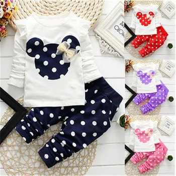 2024 Summer Cotton Girl Clothes Hot Sale Cute Long-sleeved Cartoon Animal Baby Suit Round Neck Clothes + Pants Suit 1