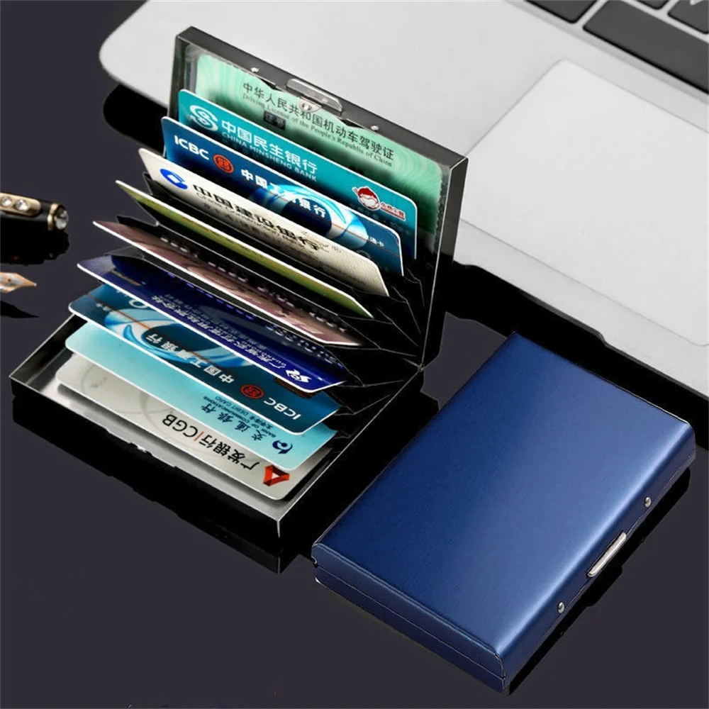 ID Cardholder Fashion 6/10Card Slots Card Holder Stainless Steel Case Anti-demagnetization Box Portable Organizer Protector