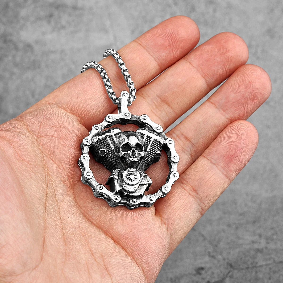 Steampunk Skull Stainless Steel Pendant Necklace - Punk Jewelry Creativity Gift