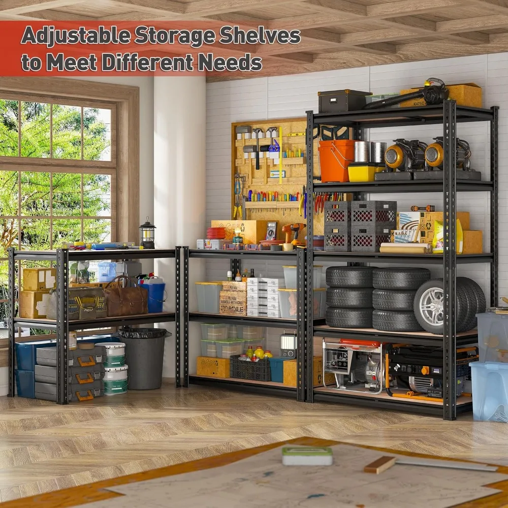 35.55"W x 72"H x 16"D Storage Shelves 72"H Garage Shelving Heavy Duty 2020LBS 5 Tier Adjustable Metal Shelving Unit 6